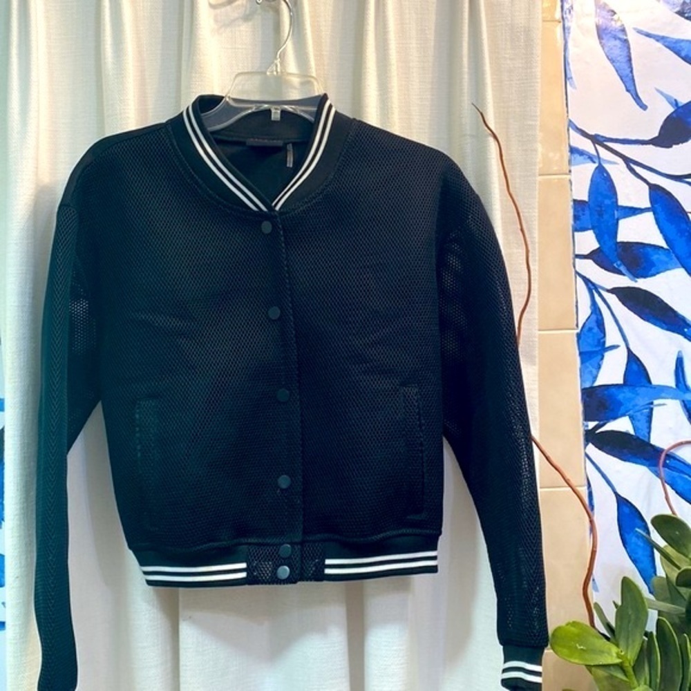 Women’s Hommage from Los Angeles Black Mesh Bomber Jacket Size Small